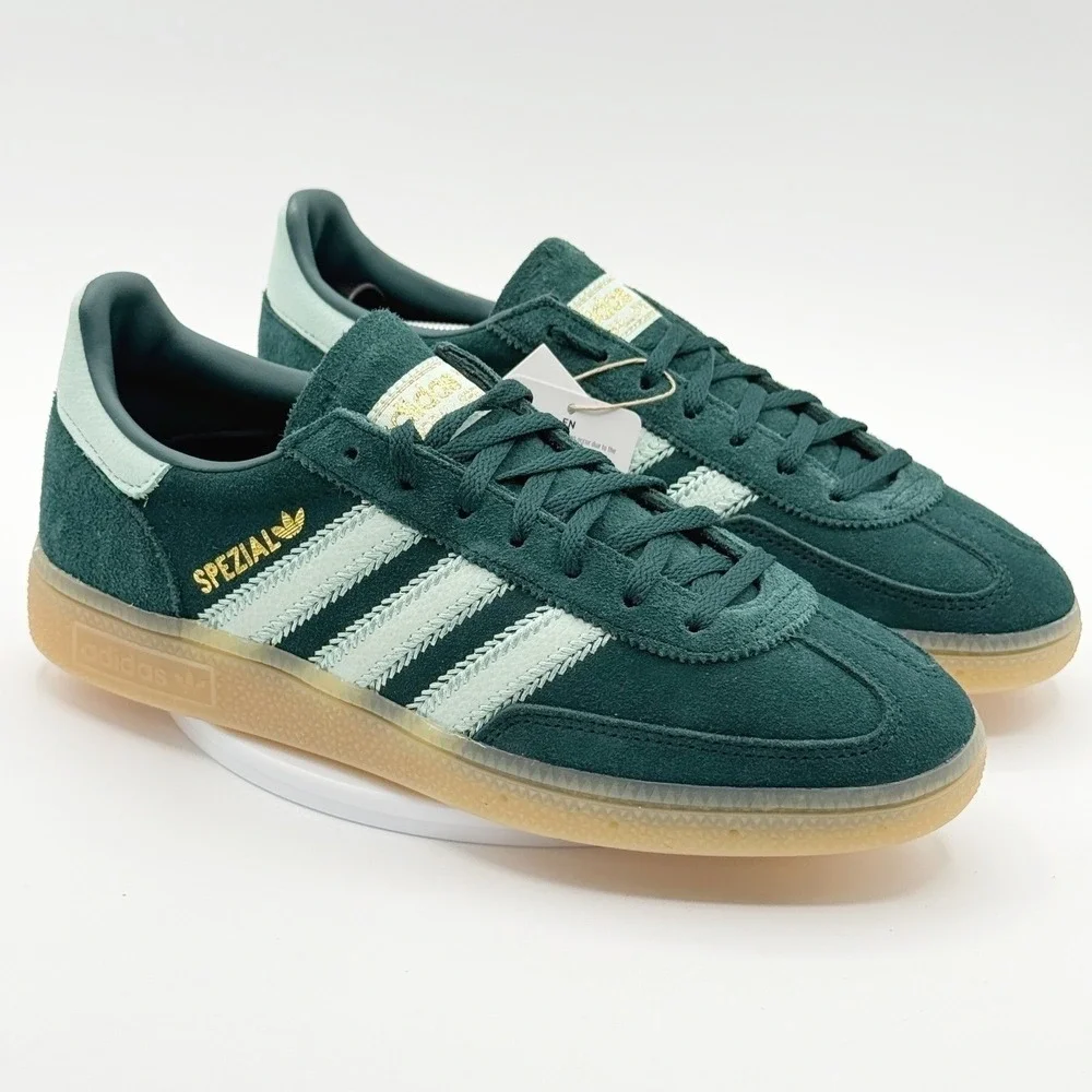 adidas Women's Green Suede Sneakers with Mint Stripes